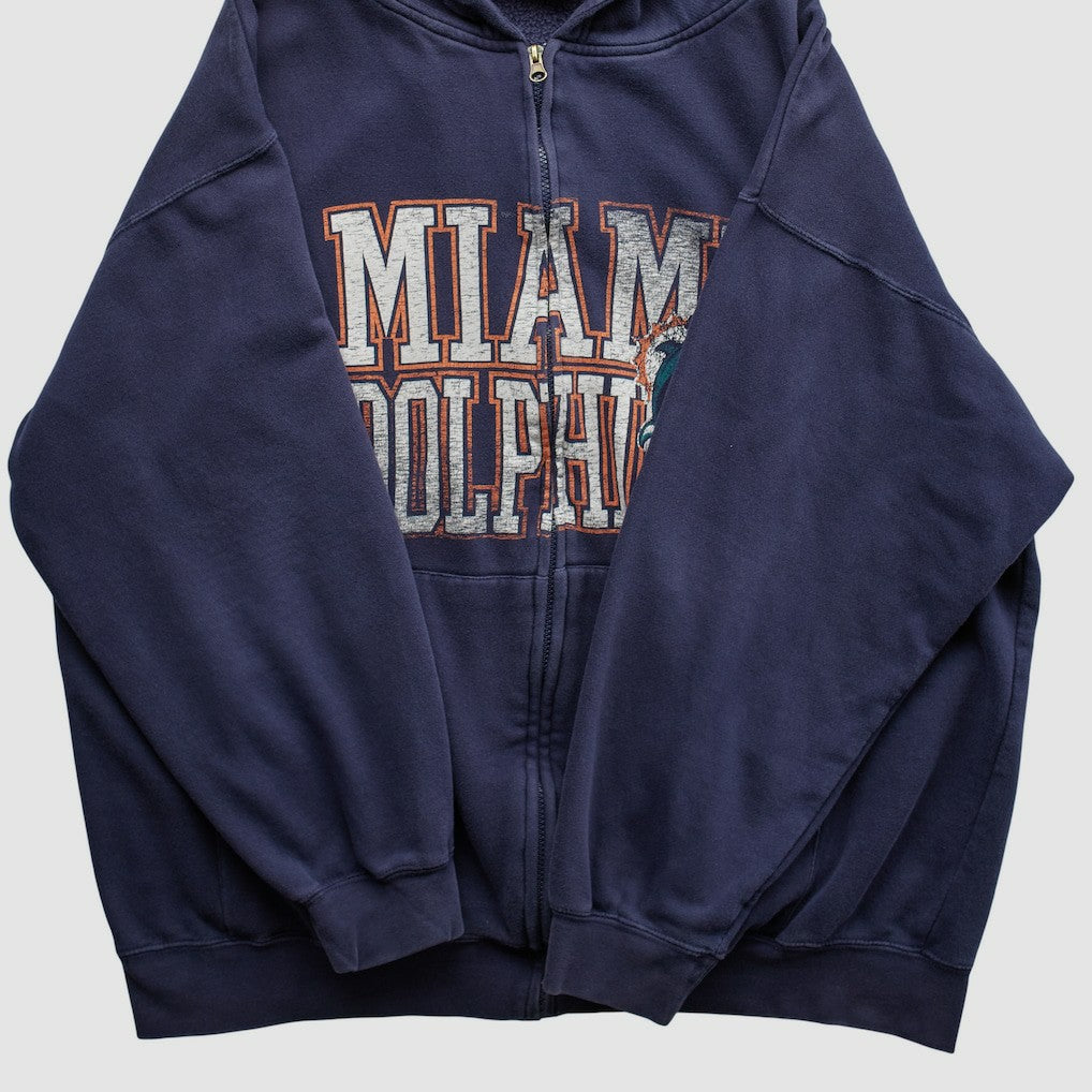 Miami Dolphins NFL 2010s Hooded Full Zip Sweatshirt - Navy Sweatshirts