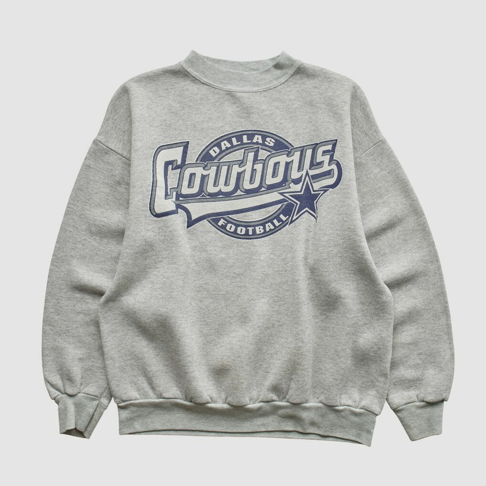 Dallas Cowboys Logo 7 90s Pullover Sweatshirt - Heather Gray Pullover