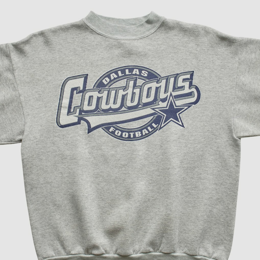 Dallas Cowboys Logo 7 90s Pullover Sweatshirt - Heather Gray Pullover