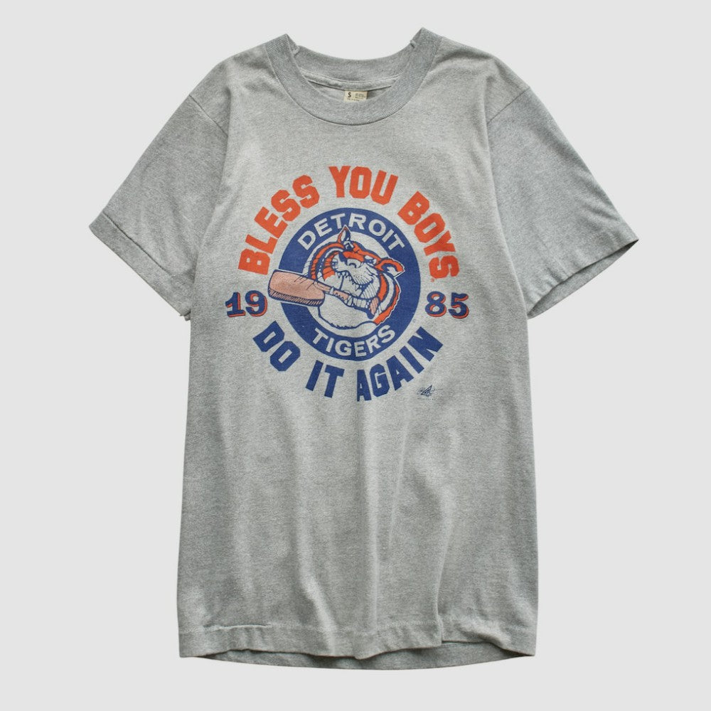 Detroit Tigers Screen Stars 1985 T-shirt - Heather Gray - Yth Vintage T-shirts