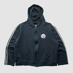 Pittsburgh Steelers NFL 2000s Hooded Full Zip Sweatshirt - Black Sweatshirts