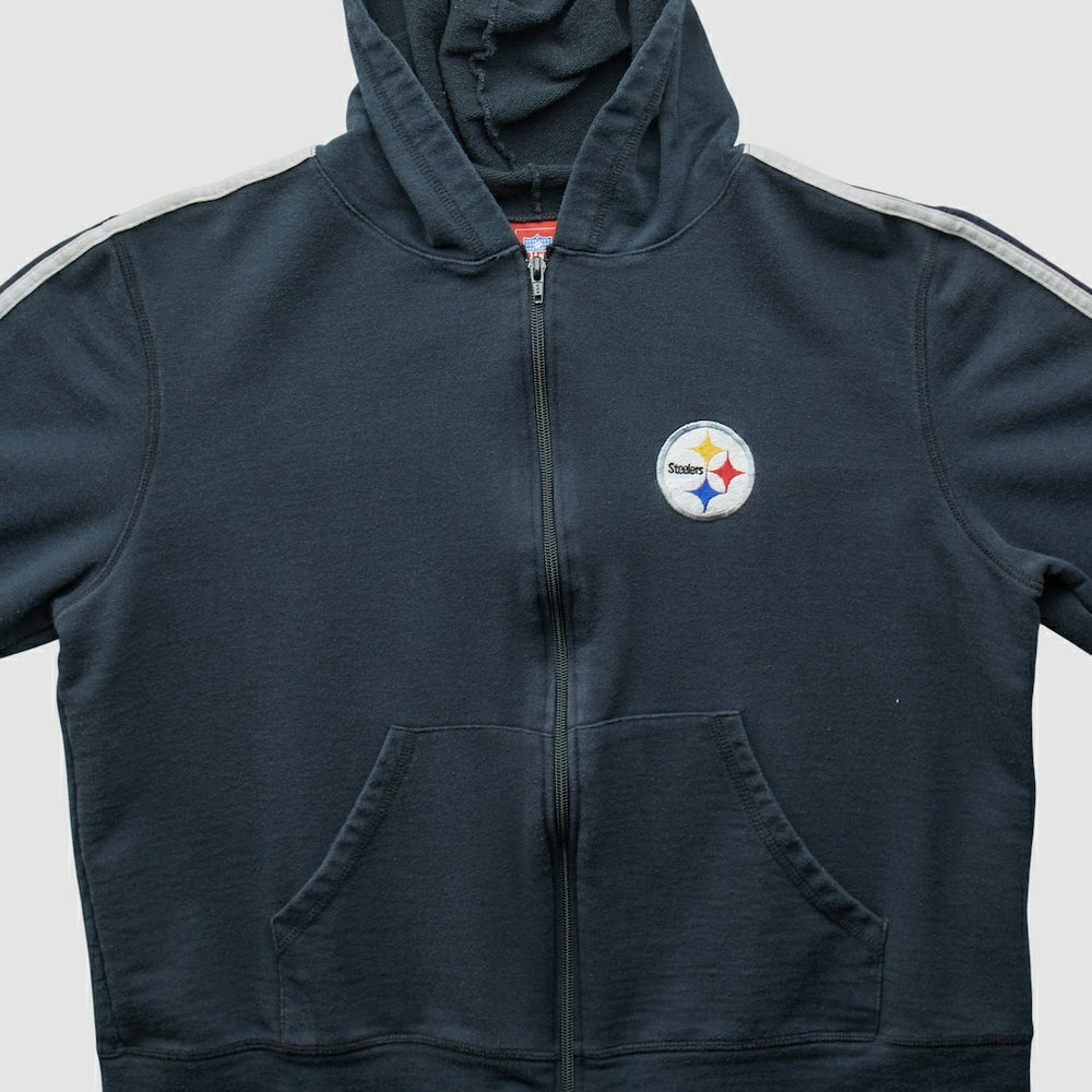 Pittsburgh Steelers NFL 2000s Hooded Full Zip Sweatshirt - Black Sweatshirts