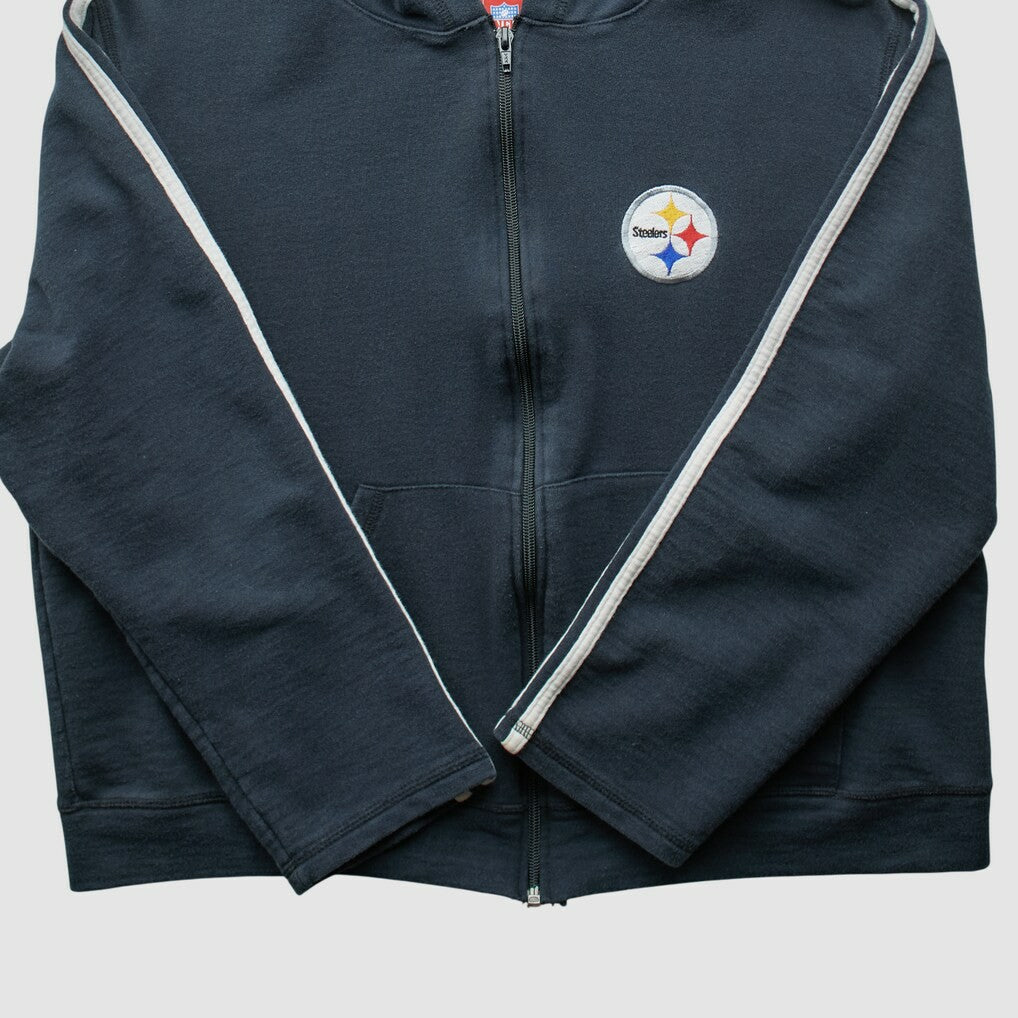 Pittsburgh Steelers NFL 2000s Hooded Full Zip Sweatshirt - Black Sweatshirts