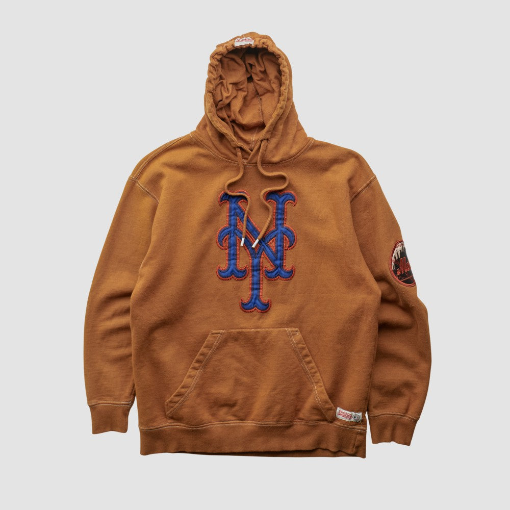 New York Mets Stitches 2000s Hooded Pullover Sweatshirt - Clay - XVintage Pullover