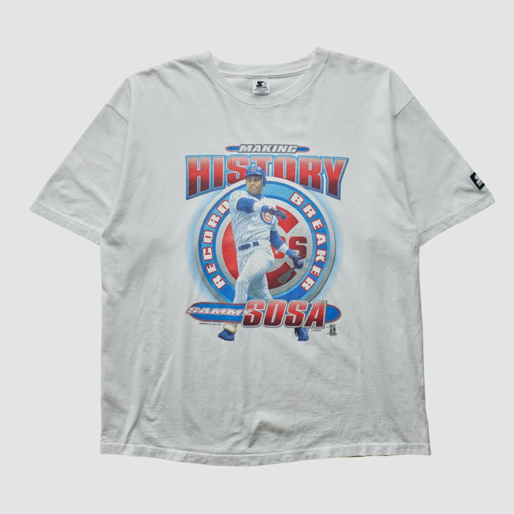 Sammy Sosa Starter 1998 T-shirt - White - 2XVintage T-shirts