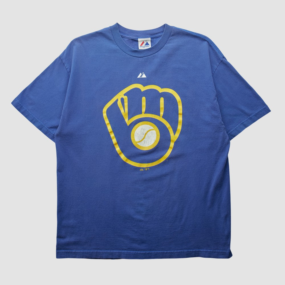 Milwaukee Brewers Majestic 2000s T-shirt - Blue - Vintage T-shirts
