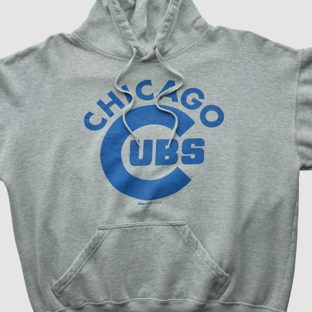 Chicago Cubs Stitches 2000s Hooded Pullover Sweatshirt - Heather Gray - Vintage Pullover