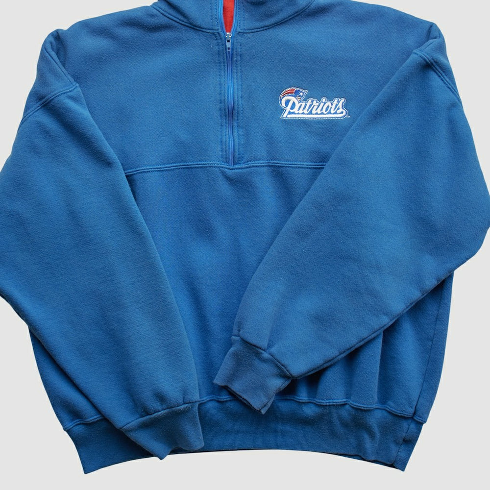 New England Patriots Dodger 90s 1/4 Zip Sweatshirt - Blue Sweatshirts