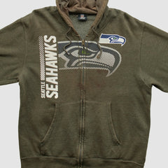 Seattle Seahawks NFL 2010s Hooded Full Zip Sweatshirt - Olive Sweatshirts