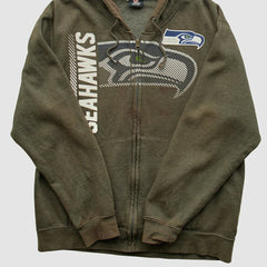 Seattle Seahawks NFL 2010s Hooded Full Zip Sweatshirt - Olive Sweatshirts