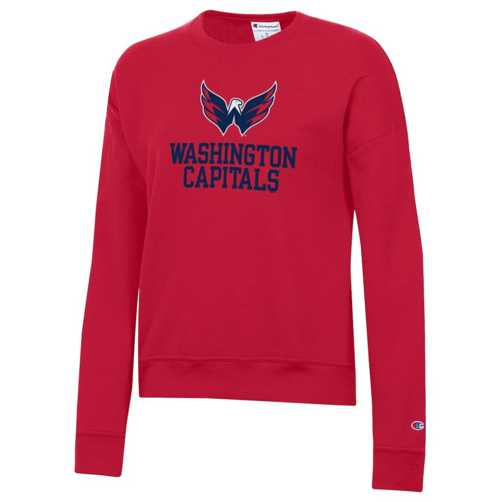 Washington Capitals Champion Women's Wordmark Lockup Powerblend Sweatshirt - Red | US 203935413