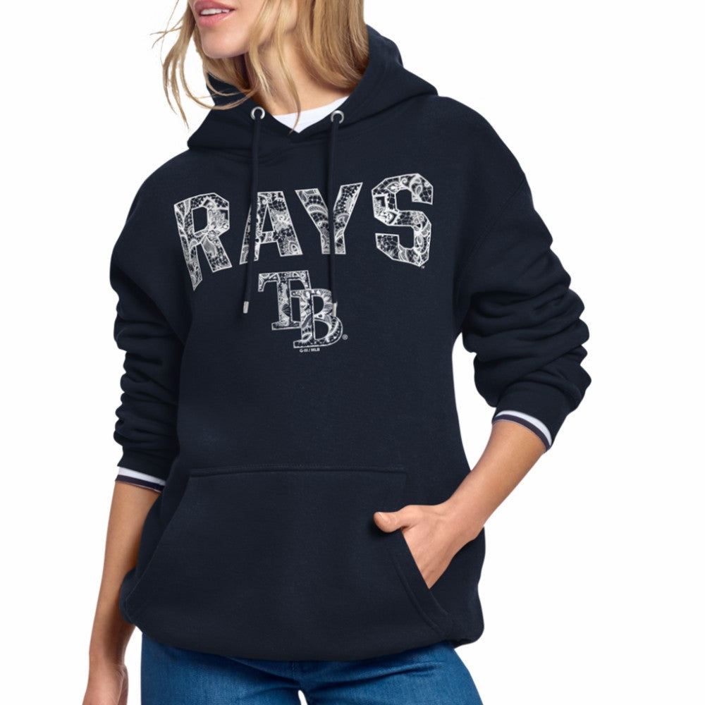 Tampa Bay Rays Starter Women's Lace Team Lockup Fleece Hoodie - Navy Hoodies