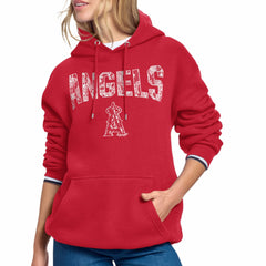 Los Angeles Angels Starter Women's Lace Team Lockup Fleece Hoodie - Red Hoodies