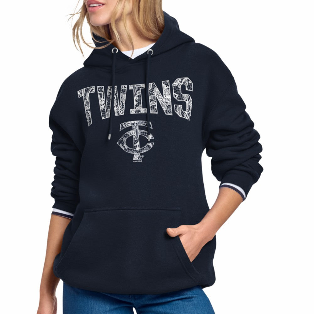 Minnesota Twins Starter Women's Lace Team Lockup Fleece Hoodie - Navy Hoodies