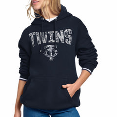 Minnesota Twins Starter Women's Lace Team Lockup Fleece Hoodie - Navy Hoodies