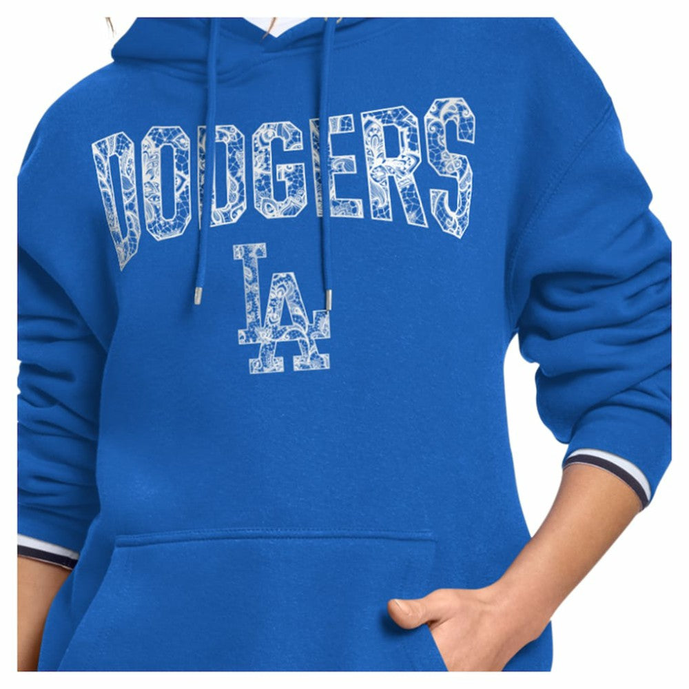 Los Angeles Dodgers Starter Women's Lace Team Lockup Fleece Hoodie - Royal Hoodies