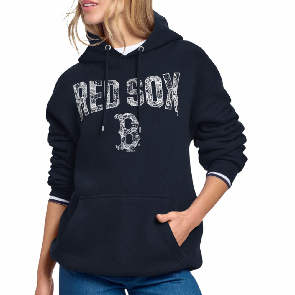 Boston Red Sox Starter Women's Lace Team Lockup Fleece Hoodie - Navy Hoodies