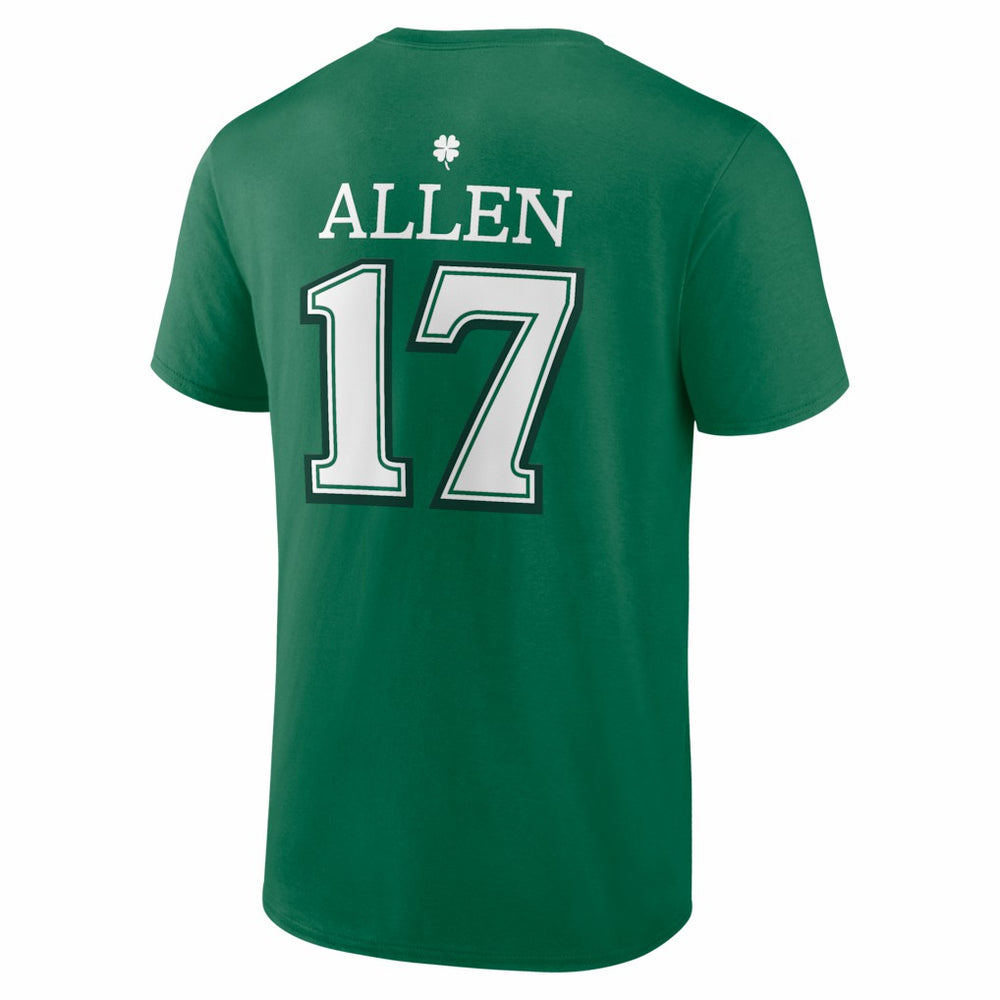 Josh Allen Buffalo Bills St. Patrick's Day Icon Name & Number T-Shirt - Green T-shirts