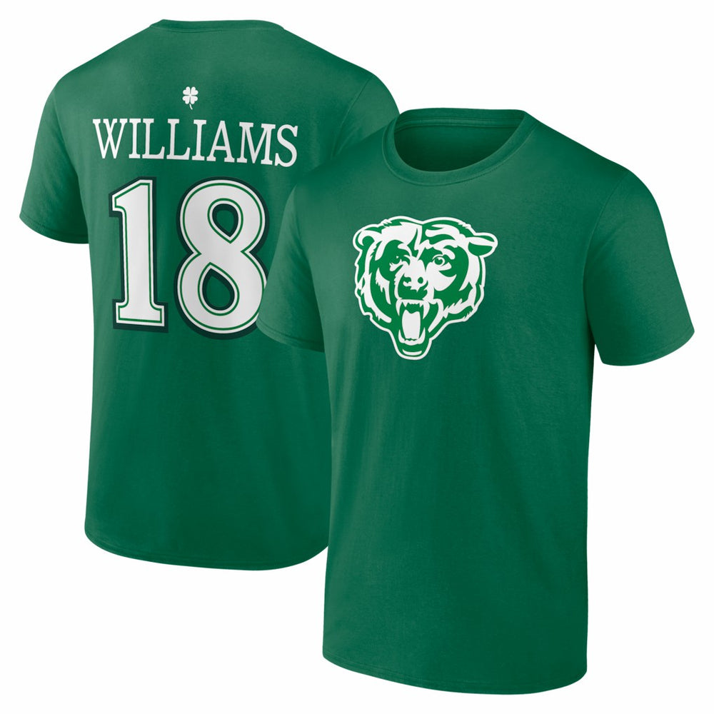 Caleb Williams Chicago Bears St. Patrick's Day Icon Name & Number T-Shirt - Green T-shirts