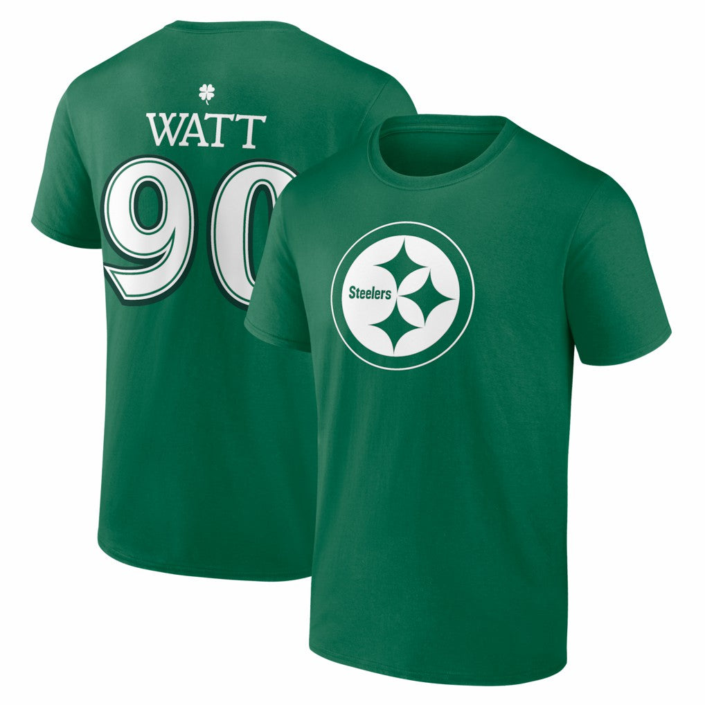 T.J. Watt Pittsburgh Steelers St. Patrick's Day Icon Name & Number T-Shirt - Green T-shirts