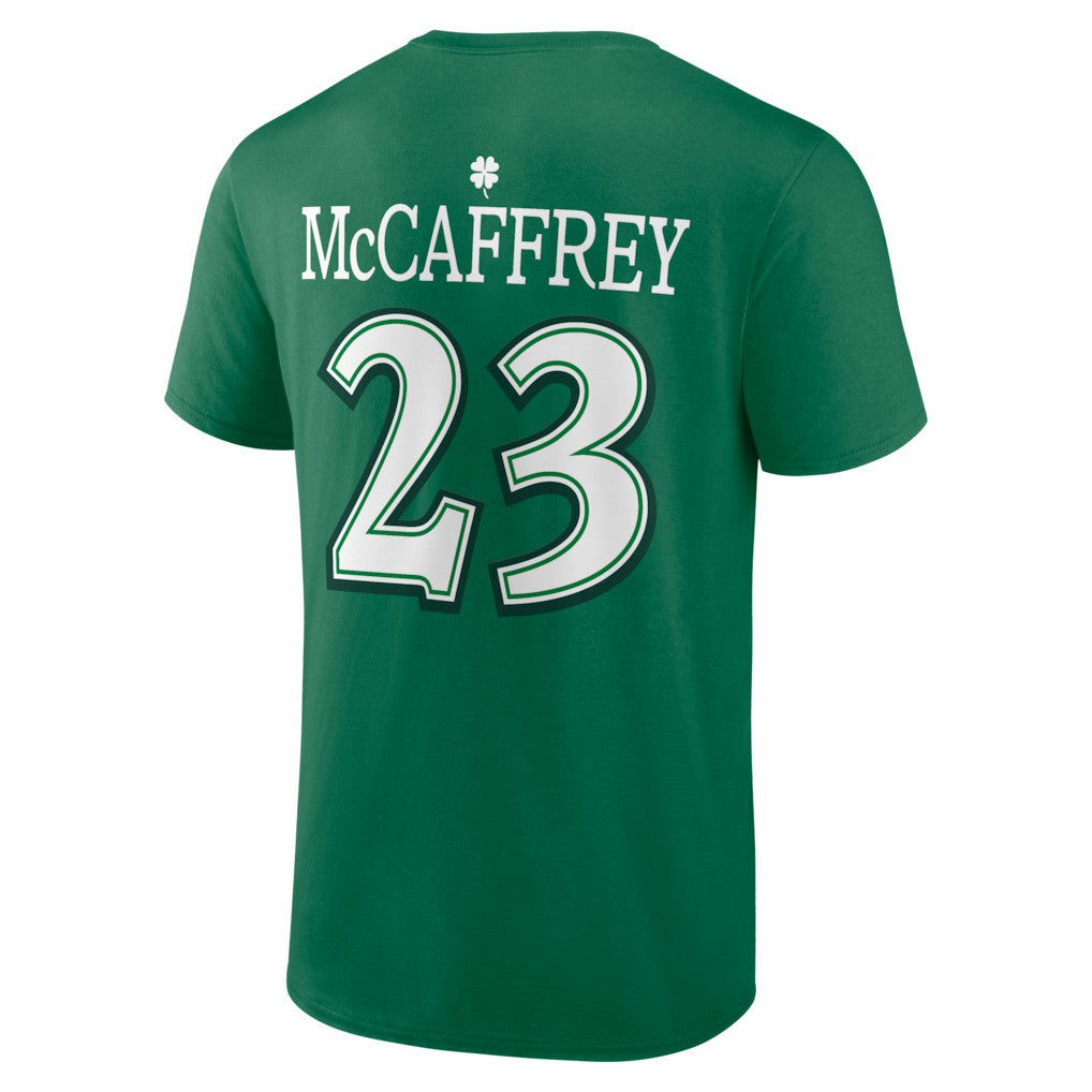 Christian McCaffrey San Francisco 49ers St. Patrick's Day Icon Name & Number T-Shirt - Green T-shirts