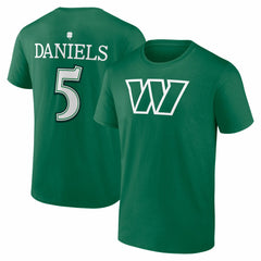 Jayden Daniels Washington Commanders St. Patrick's Day Icon Name & Number T-Shirt - Green T-shirts