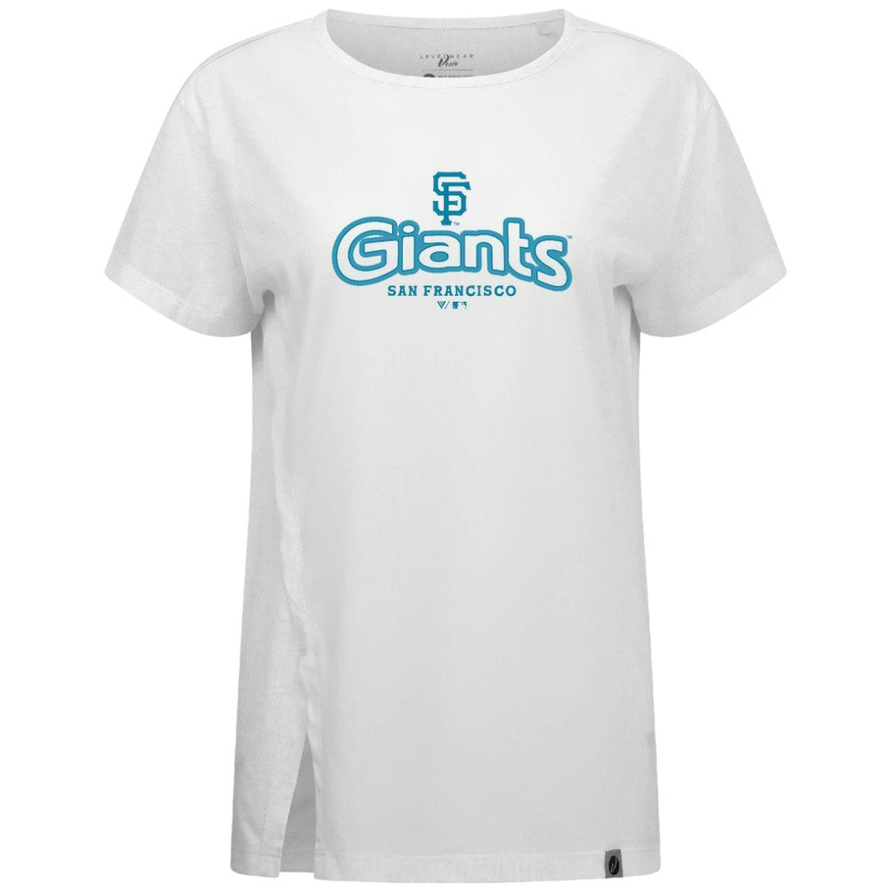 San Francisco Giants Levelwear Women's Blue Haven Influx Cornerstone T-Shirt - White T-shirts