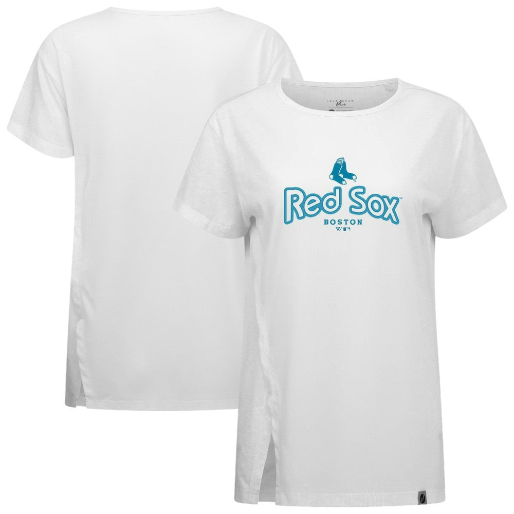 Boston Red Sox Levelwear Women's Blue Haven Influx Cornerstone T-Shirt - White T-shirts