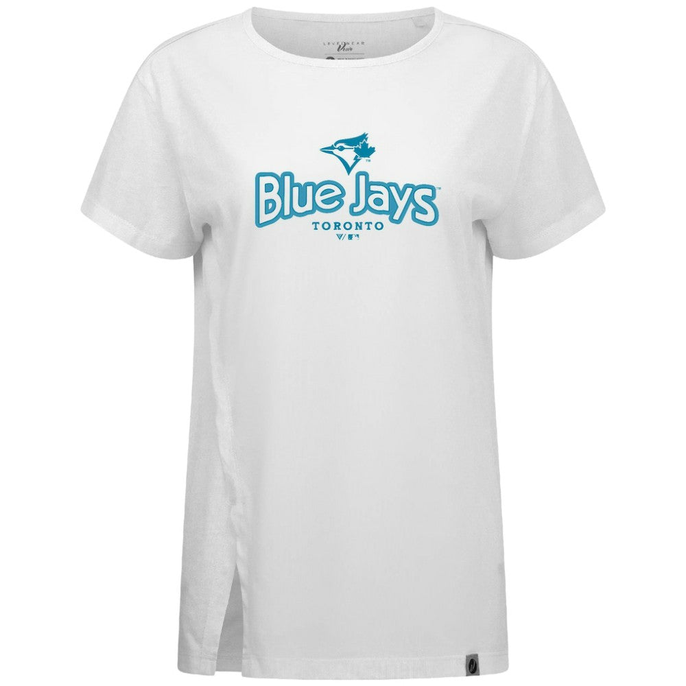 Toronto Blue Jays Levelwear Women's Blue Haven Influx Cornerstone T-Shirt - White T-shirts
