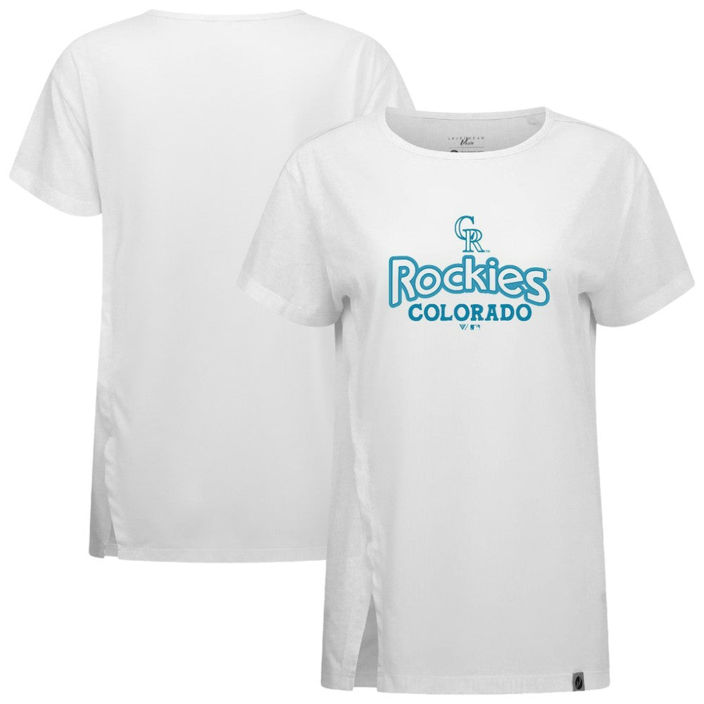 Colorado Rockies Levelwear Women's Blue Haven Influx Cornerstone T-Shirt - White T-shirts