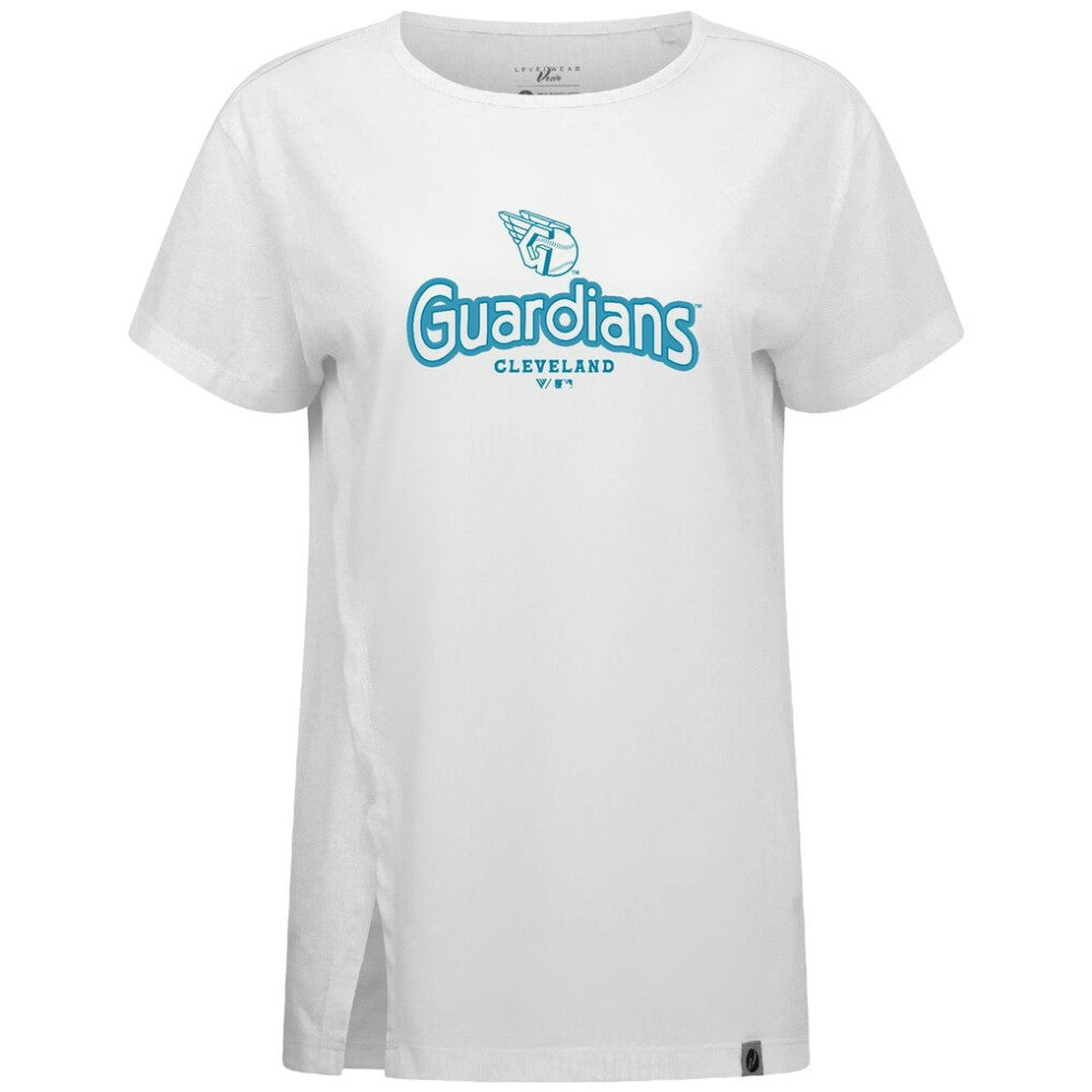 Cleveland Guardians Levelwear Women's Blue Haven Influx Cornerstone T-Shirt - White T-shirts