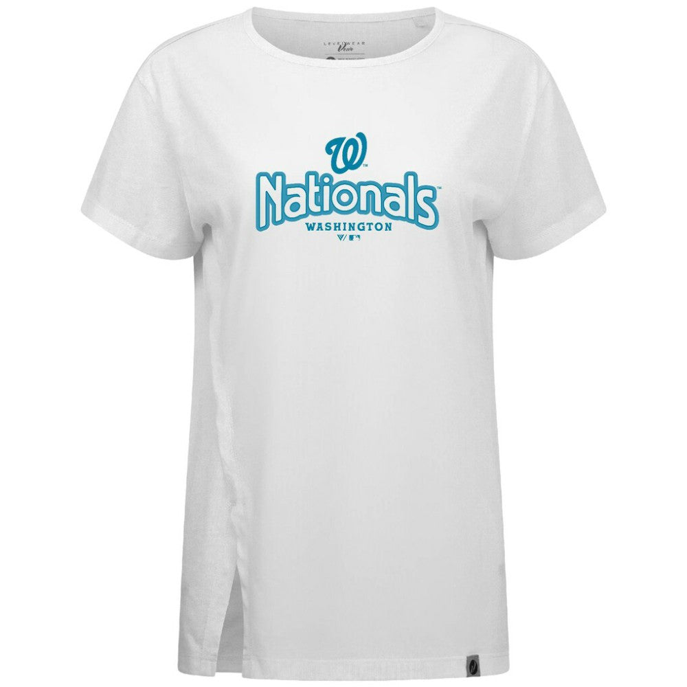 Washington Nationals Levelwear Women's Blue Haven Influx Cornerstone T-Shirt - White T-shirts