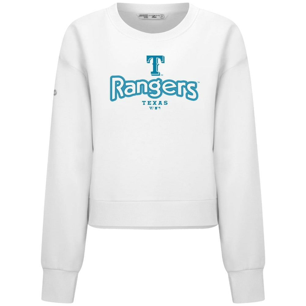 Texas Rangers Levelwear Women's Judd Cornerstone Cropped Sweatshirt - White Sweatshirts