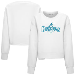 Atlanta Braves Levelwear Women's Judd Cornerstone Cropped Sweatshirt - White Sweatshirts