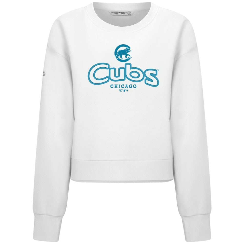 Chicago Cubs Levelwear Women's Judd Cornerstone Cropped Sweatshirt - White Sweatshirts