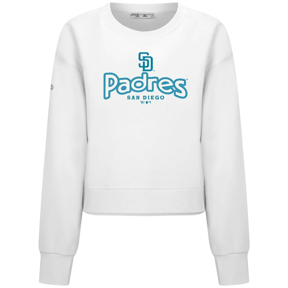 San Diego Padres Levelwear Women's Judd Cornerstone Cropped Sweatshirt - White Sweatshirts