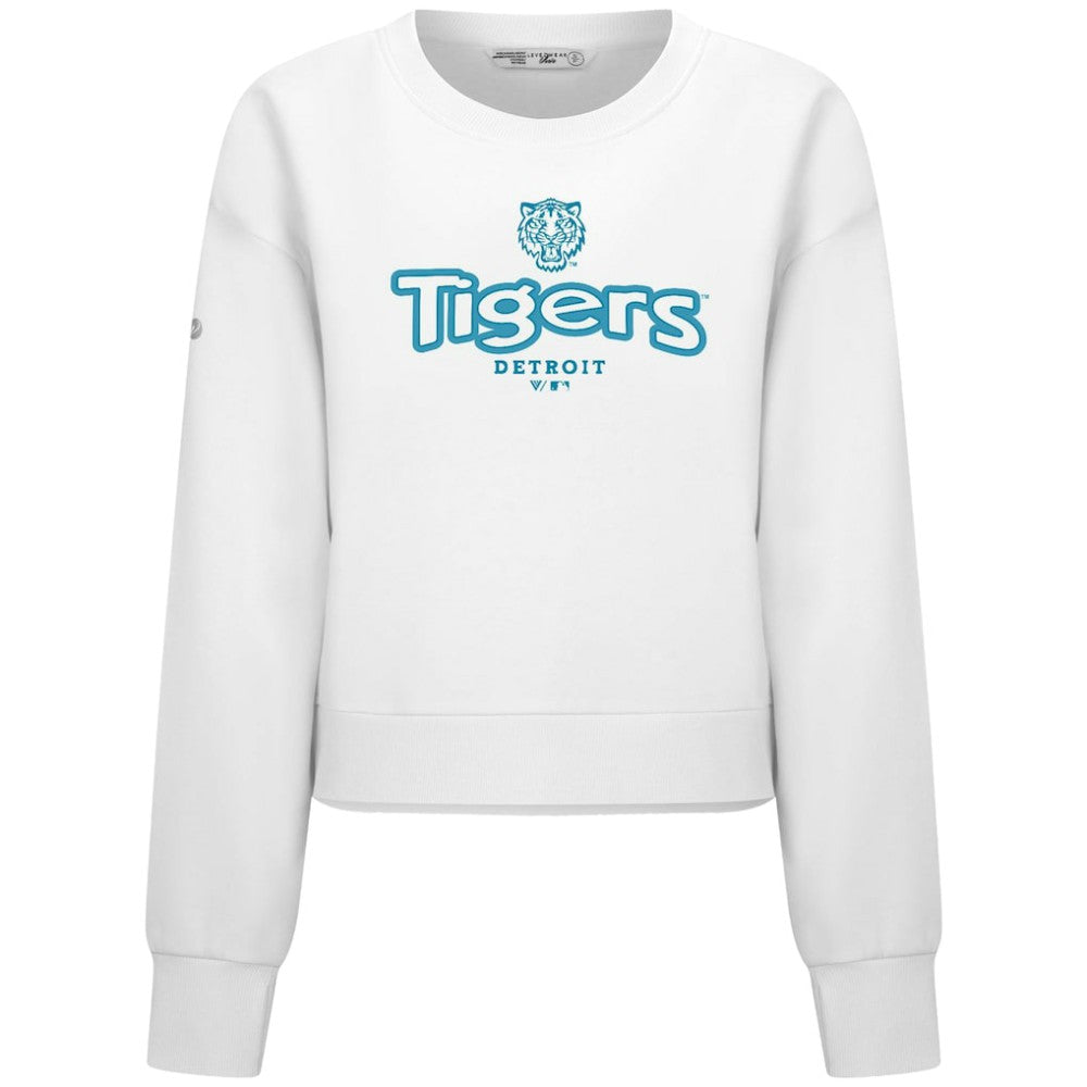 Detroit Tigers Levelwear Women's Judd Cornerstone Cropped Sweatshirt - White Sweatshirts