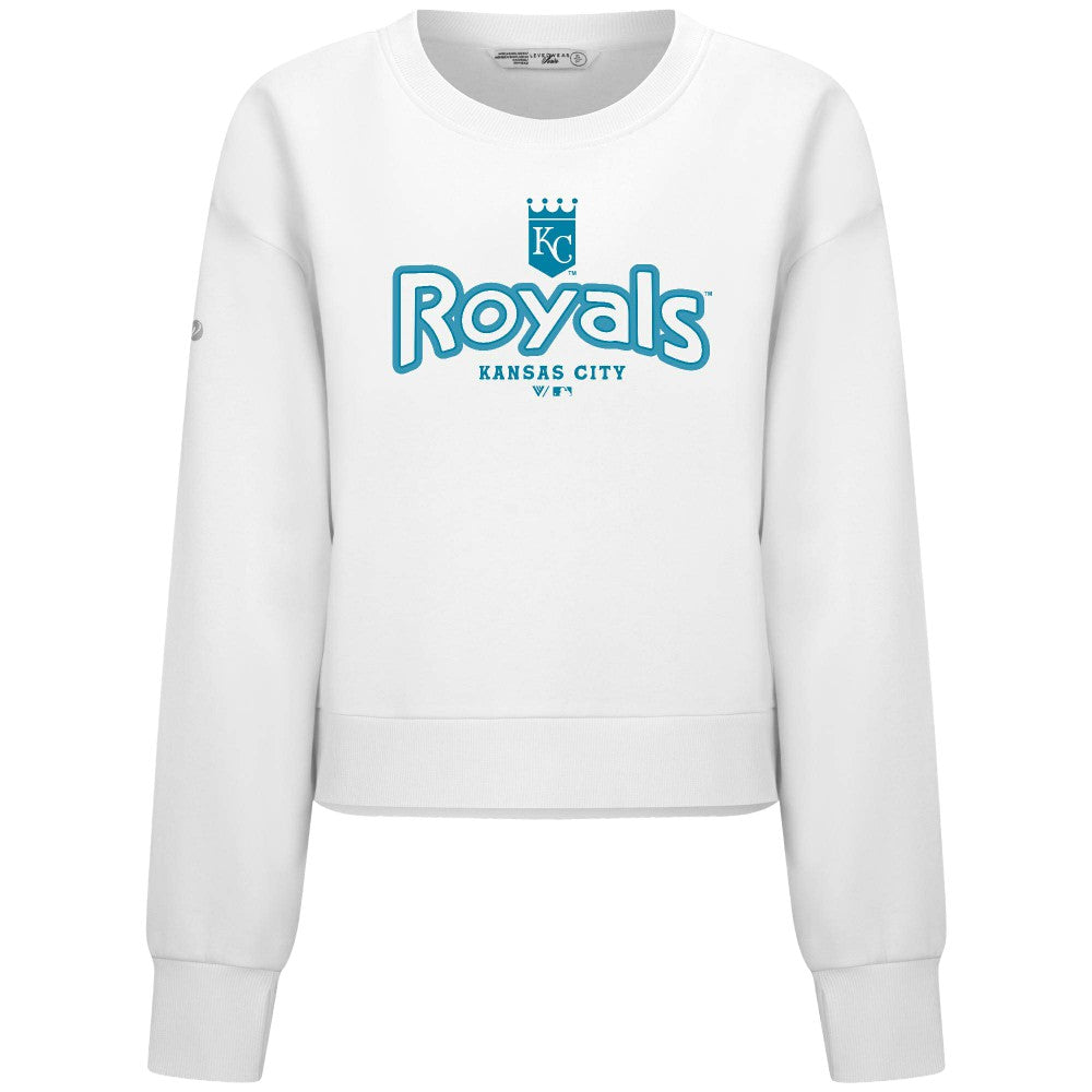 Kansas City Royals Levelwear Women's Judd Cornerstone Cropped Sweatshirt - White Sweatshirts