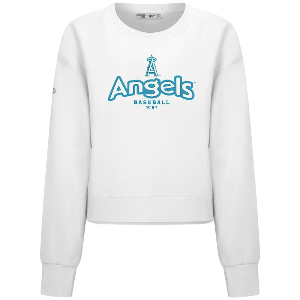 Los Angeles Angels Levelwear Women's Judd Cornerstone Cropped Sweatshirt - White Sweatshirts