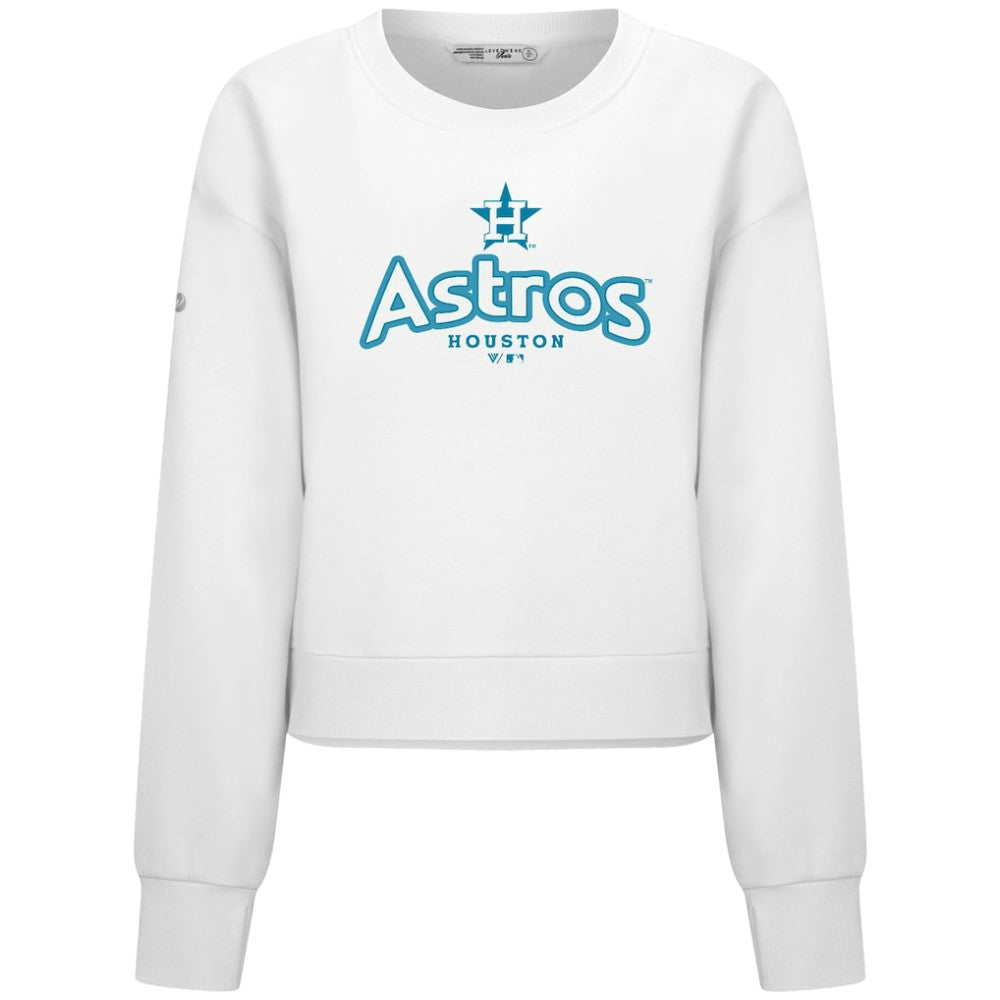 Houston Astros Levelwear Women's Judd Cornerstone Cropped Sweatshirt - White Sweatshirts