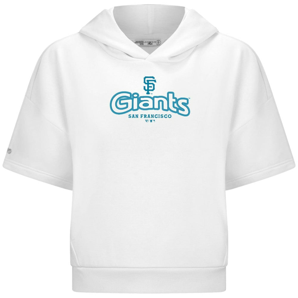 San Francisco Giants Levelwear Women's Amber Short Sleeve Cornerstone Hoodie - White Hoodies