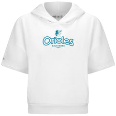 Baltimore Orioles Levelwear Women's Amber Short Sleeve Cornerstone Hoodie - White Hoodies
