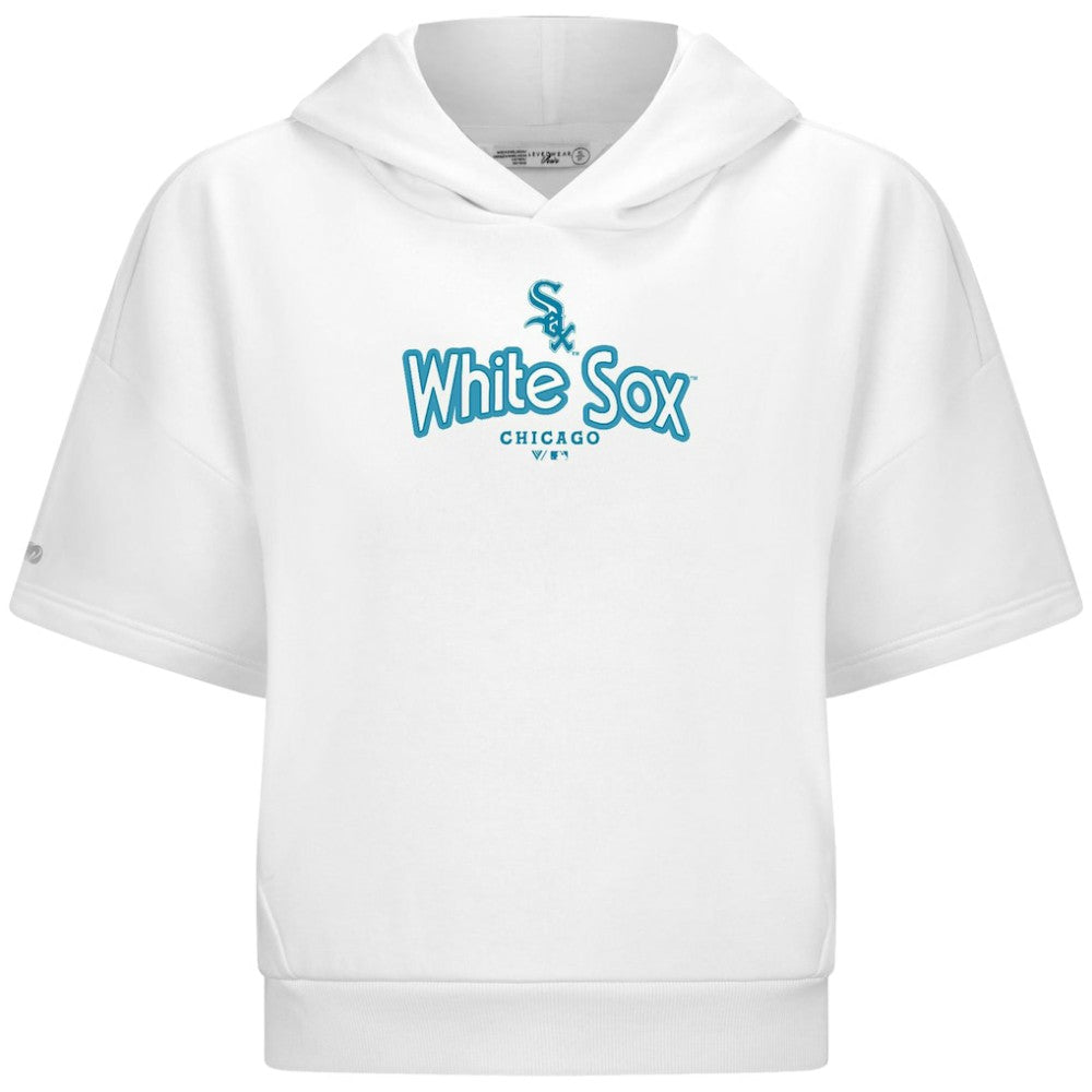 Chicago White Sox Levelwear Women's Amber Short Sleeve Cornerstone Hoodie - White Hoodies