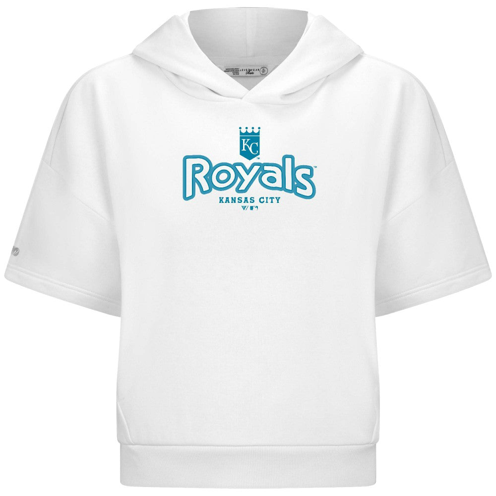 Kansas City Royals Levelwear Women's Amber Short Sleeve Cornerstone Hoodie - White Hoodies