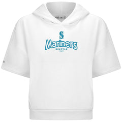 Seattle Mariners Levelwear Women's Amber Short Sleeve Cornerstone Hoodie - White Hoodies