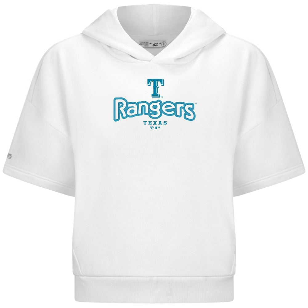 Texas Rangers Levelwear Women's Amber Short Sleeve Cornerstone Hoodie - White Hoodies