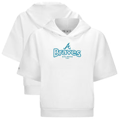 Atlanta Braves Levelwear Women's Amber Short Sleeve Cornerstone Hoodie - White Hoodies