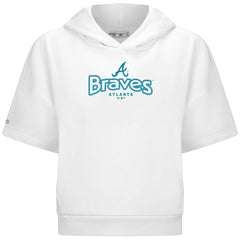 Atlanta Braves Levelwear Women's Amber Short Sleeve Cornerstone Hoodie - White Hoodies