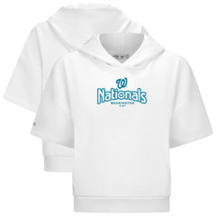 Washington Nationals Levelwear Women's Amber Short Sleeve Cornerstone Hoodie - White Hoodies