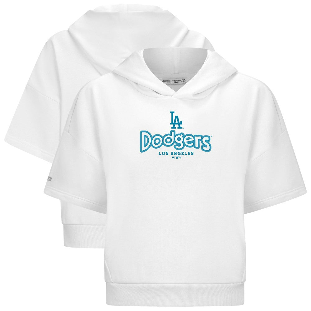 Los Angeles Dodgers Levelwear Women's Amber Short Sleeve Cornerstone Hoodie - White Hoodies